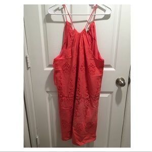Salmon Drawstring Neck Dress